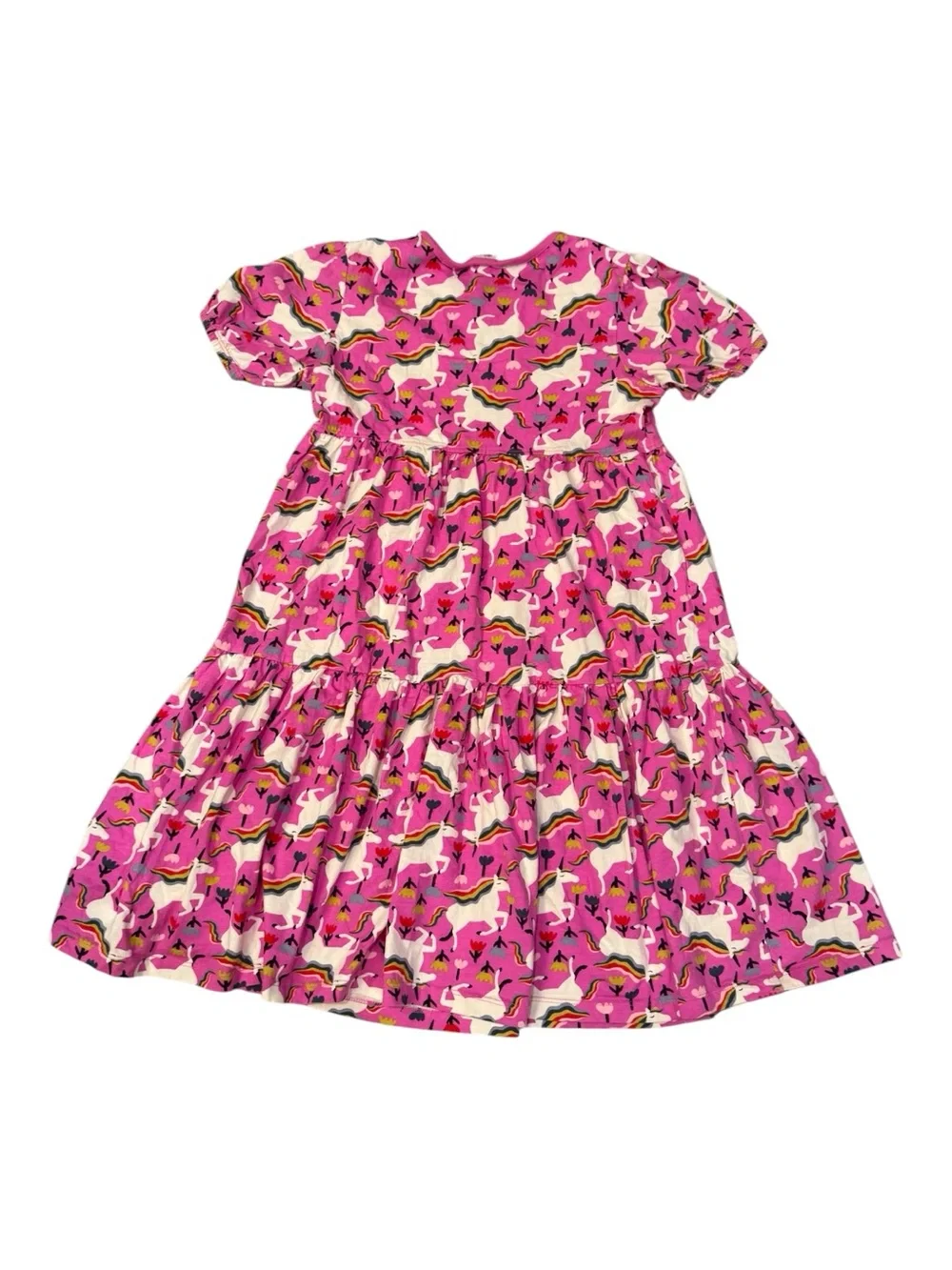 Hanna Andersson Pink Unicorn Print Tiered Girl's Dress